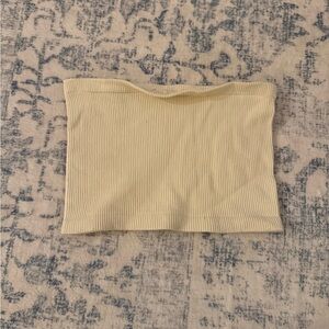 Free People Cream Ribbed Crop Top